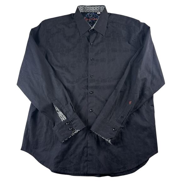Robert Graham Knowledge Wisdom Truth Men Black Textured Button Up Shirt Sz XL - Picture 1 of 16